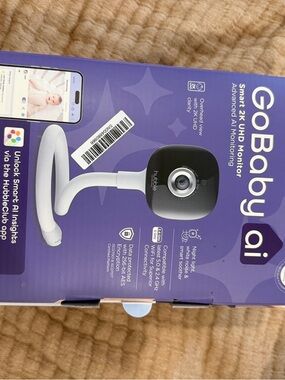 GoBaby AI Smart 2K UHD Baby Monitor - White & Black